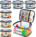 SPOLUX 6pcs Clear Toys Storage Bags with Name Tag and Manual Pocket Waterproof PVC Toys Organizers Case