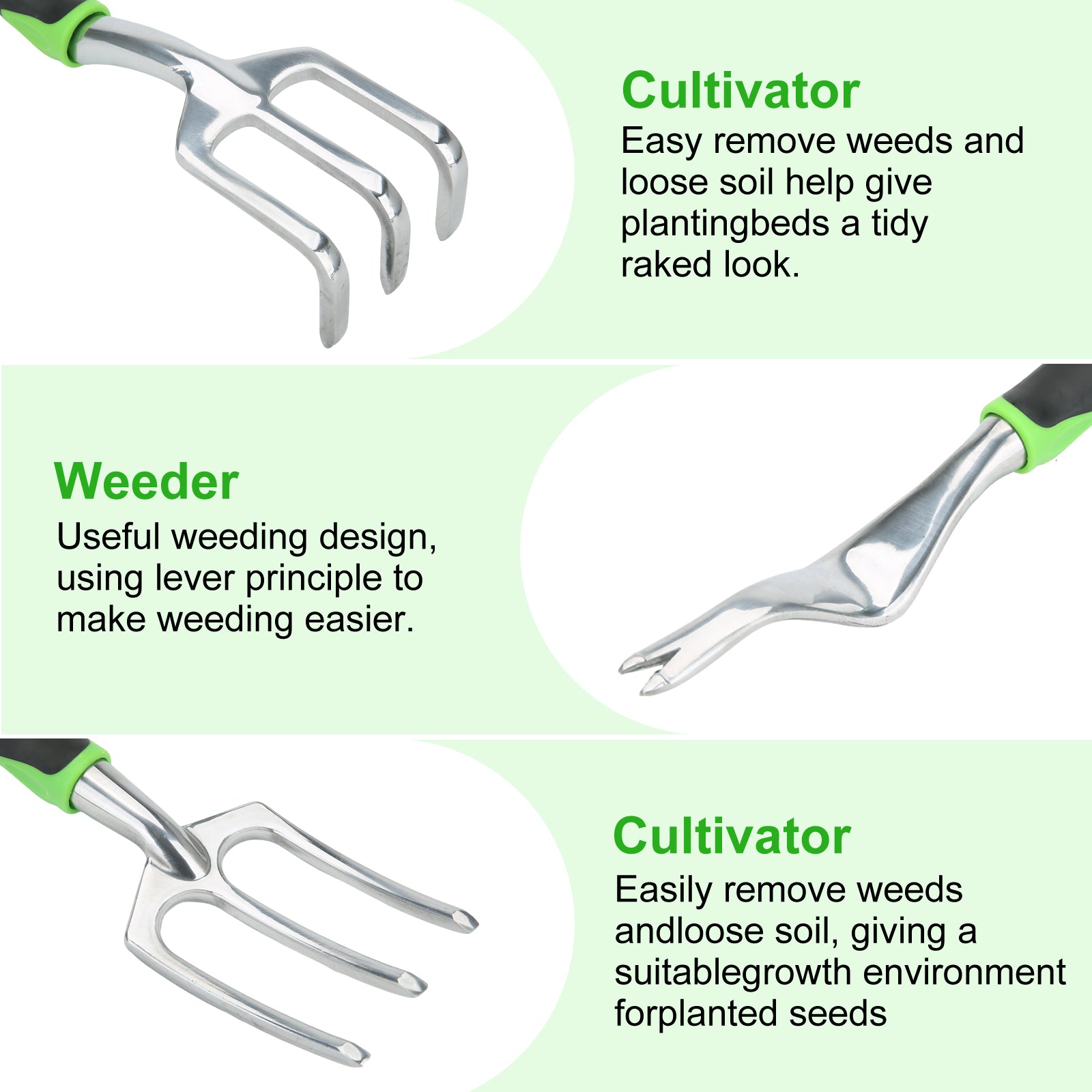 WORGREE Garden Tools Set of 8pcs with Hand Rake Weeder Pruning Shears in Storage Bag