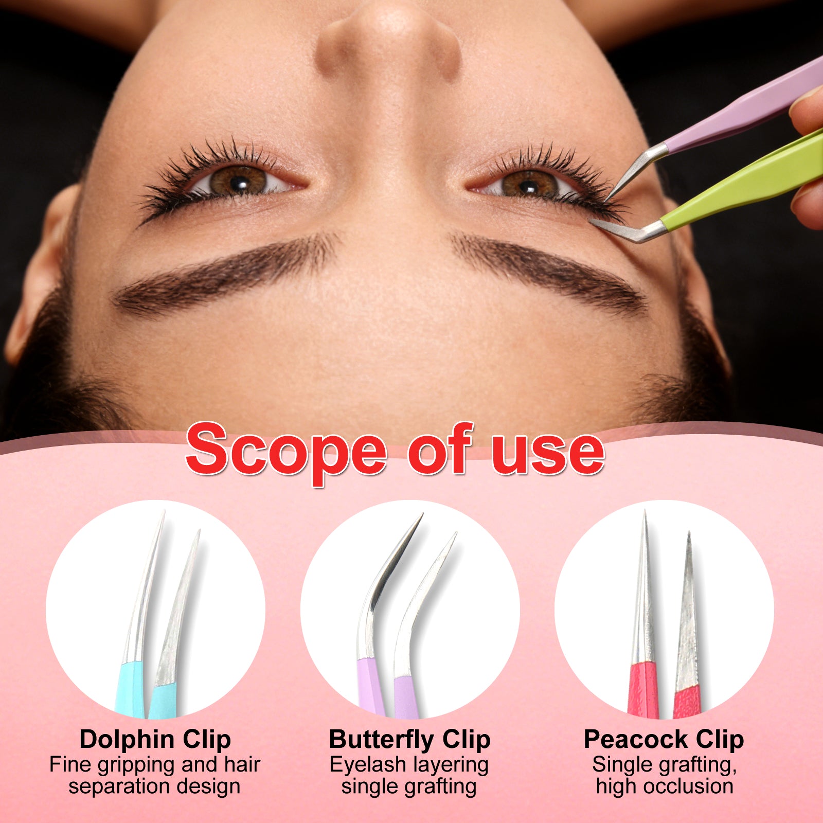WORGREE  5pcs Eyelash Extension Tweezers for Eyelash Extensions with Pocket Bag Christmas Gift and Stocking Stuffers for Girls Women