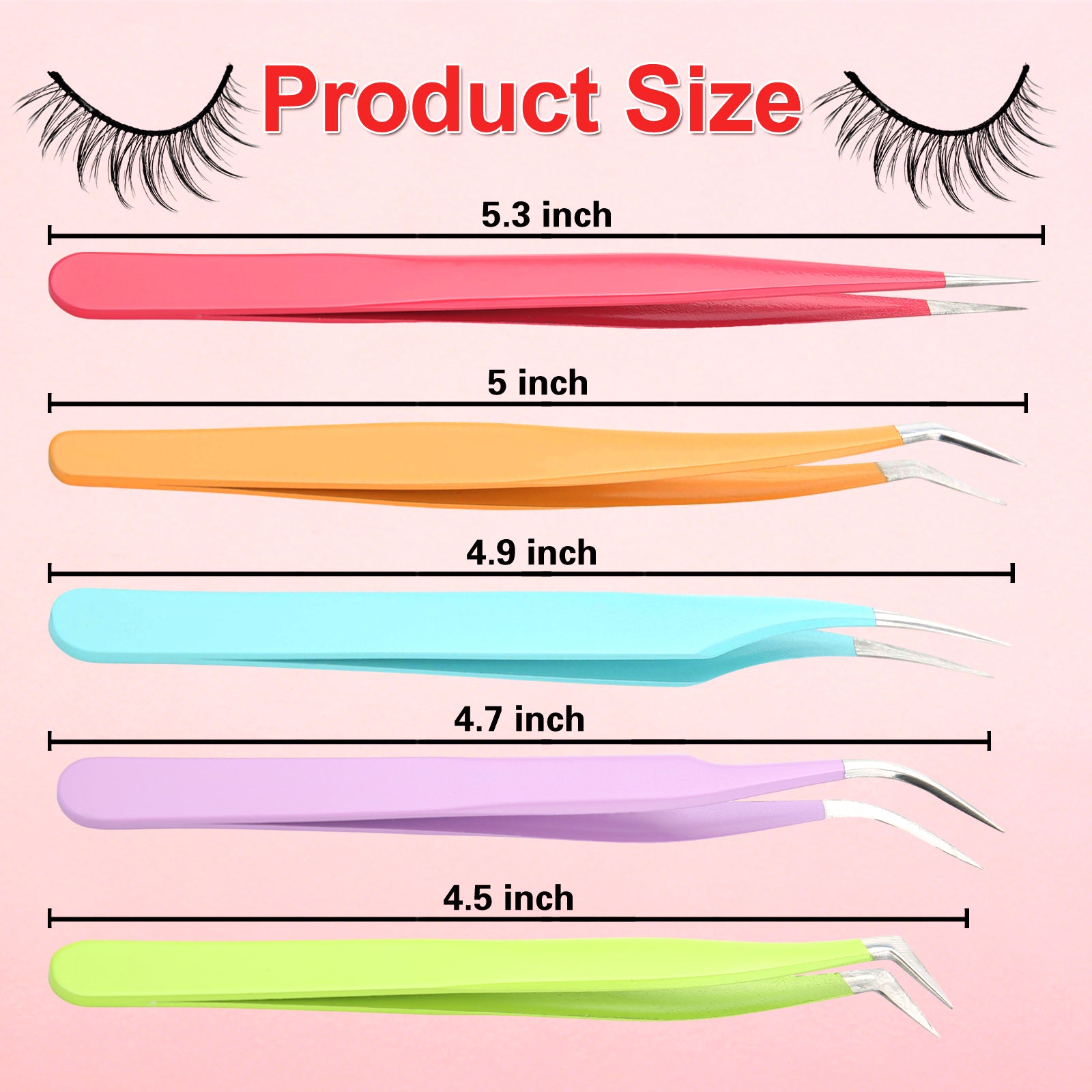 WORGREE  5pcs Eyelash Extension Tweezers for Eyelash Extensions with Pocket Bag Christmas Gift and Stocking Stuffers for Girls Women